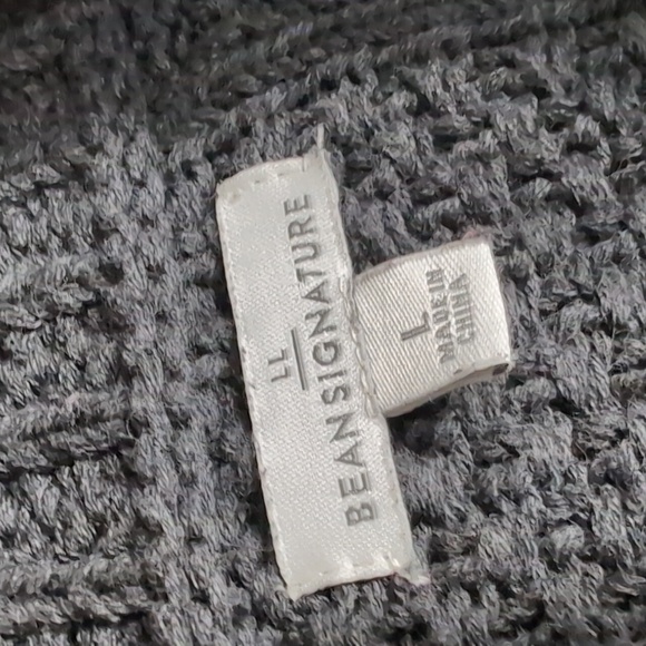 L.L. Bean Signature Cotton Fisherman Short Cardigan Sweater Size Large in Gray - Picture 3 of 11
